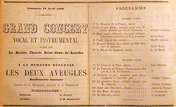 affiche concert de l'orphéon de Lourdes du 18 avril 1869